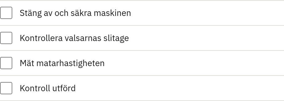 Skärmbild av Checklista i aktiviteten
