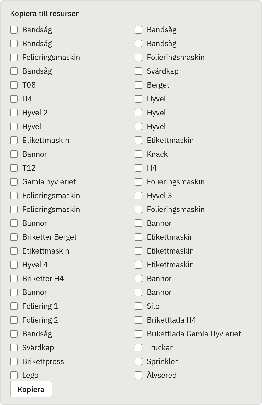 Skärmbild av Kopiera till flera maskiner