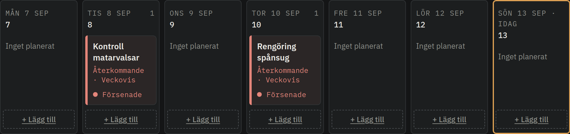 Skärmbild av Mörkt tema