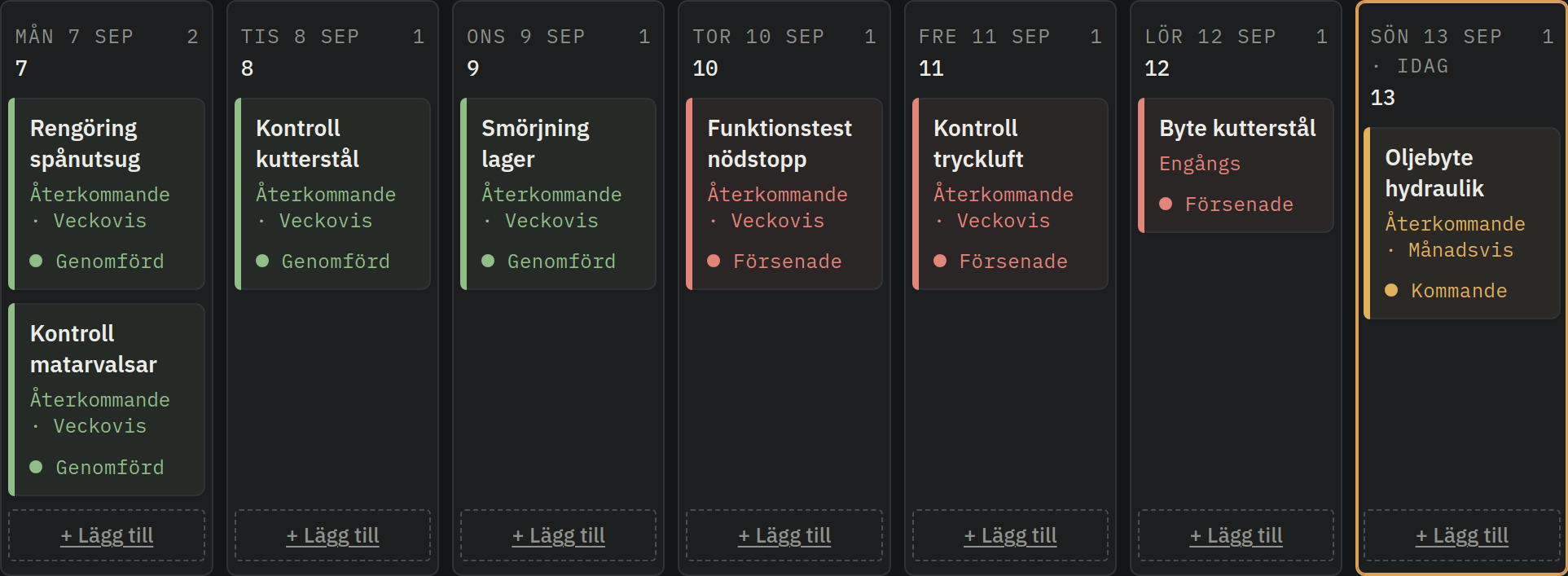 Skärmbild av Mörkt tema