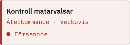 Skärmbild av Återkommande aktiviteter