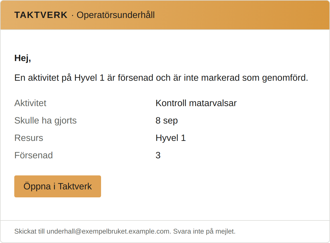 Skärmbild av Påminnelse och eskalering